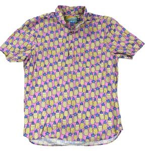 Mens Chubbies The Nutter Weekend Shirt Pink Pineapples Size XL Short Sleeve